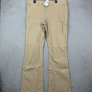 American Eagle Pants Kick Boot Women 20 Long Tan Khaki Stretch Flat Front NEW